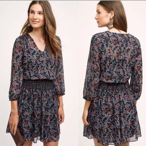 Anthropologie Vanessa Virginia Daytripper Smocked Paisley Print Dress Medium